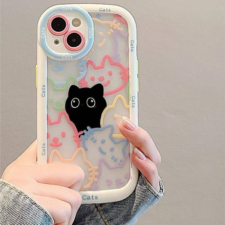 کاور طرح گربه سیاه مناسب برای گوشی موبایل اپل Iphone 16