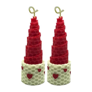 شمع بیزوکس مدل کوچینو طرح مخروطی عشق مجموعه 2 عددی