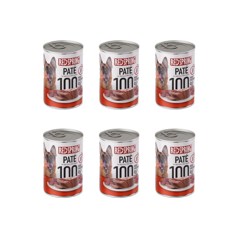 کنسرو غذای سگ بالغ رداسپرینگ مدل Redspring Dog beef طعم گوساله وزن 400 گرم  بسته 6 عددی
