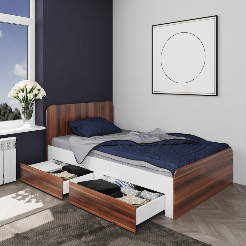 تخت خواب یکنفره وینه چوب مدل والیس سایز 90x200 سانتی متر