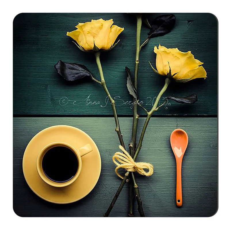مگنت طرح رز زرد و فنجان نوشیدنی کد wmg4098