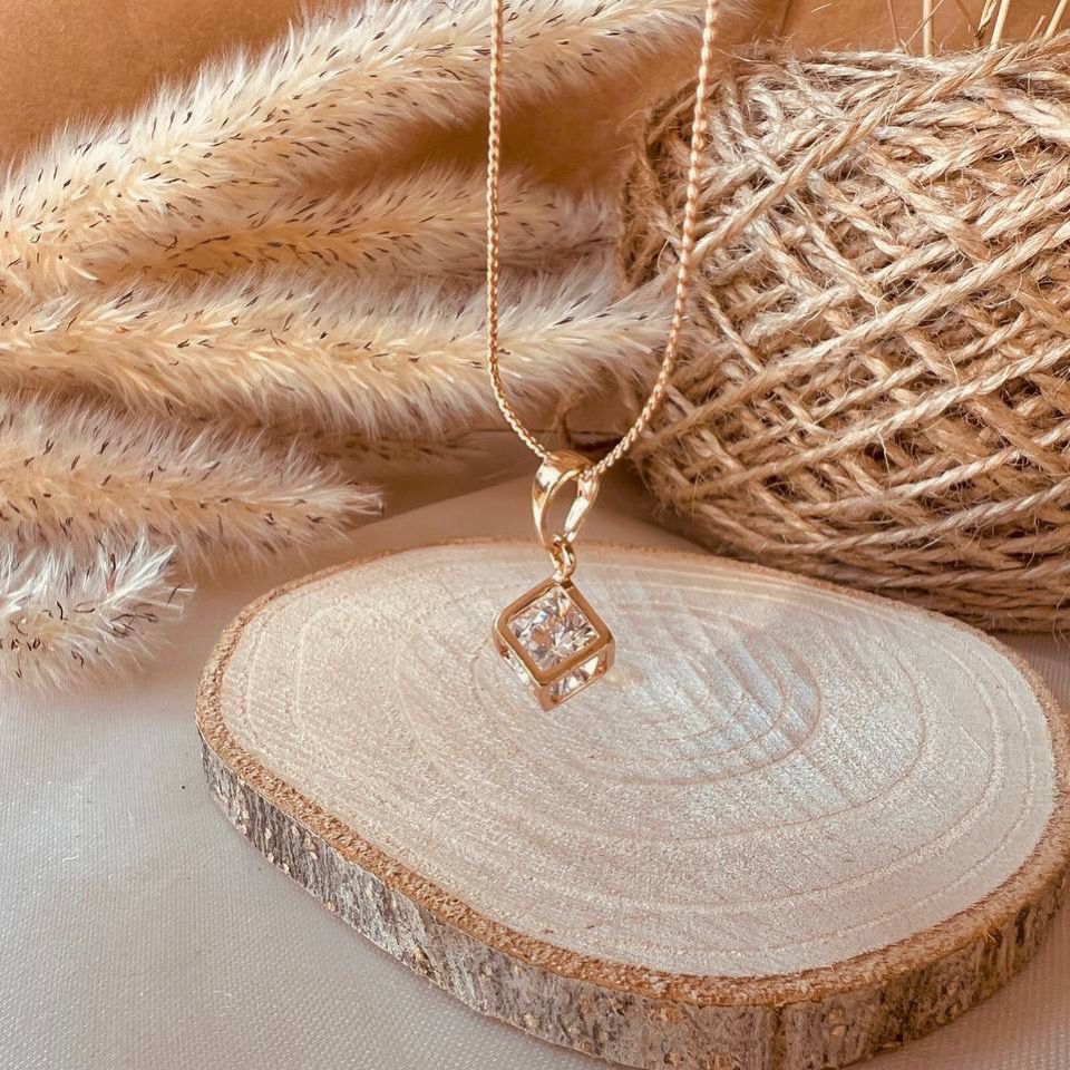 گردنبند زنانه ژوپینگ مدل مکعب نگینی - - 2