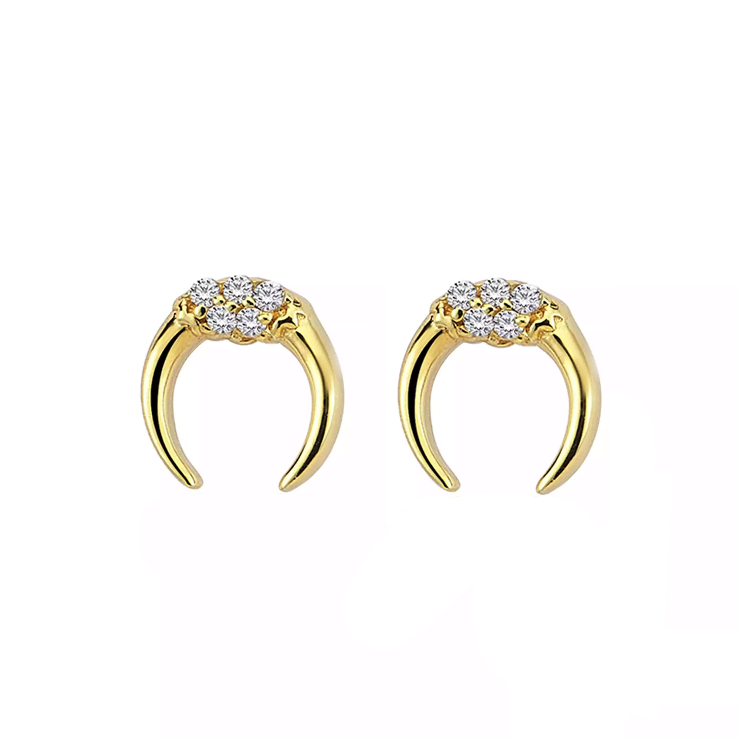 گوشواره طلا 18 عیار زنانه روبی آرت گالری مدل ماه نگین دار