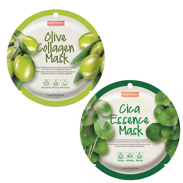 ماسک صور پیوردرم مدل Olive AND Cica وزن 18 گرم مجموعه 2 عددی