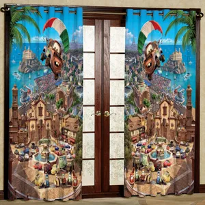 پرده مدل ماشین ها هازان پانچی کد 4325l سایز 140x200 سانتی متر