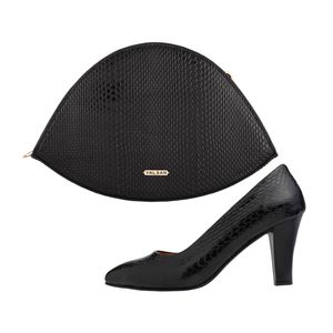 ست کیف و کفش پاشنه‌دار زنانه چرم یلسان مدل منیل کد 940-ZHKLIN-MRV-01m