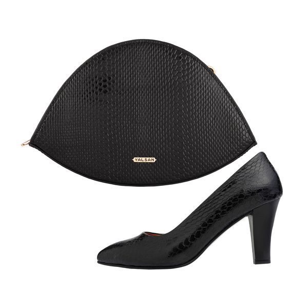 ست کیف و کفش پاشنه‌دار زنانه چرم یلسان مدل منیل کد 940-ZHKLIN-MRV-01m