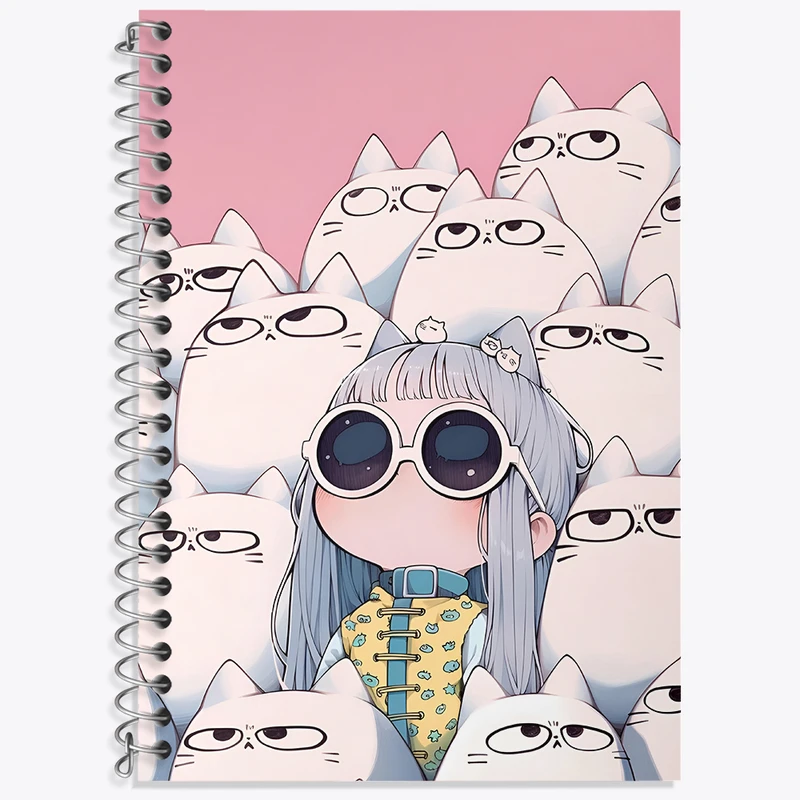 دفتر زبان 50 برگ خندالو مدل دو خط طرح دختر و گربه کد N2989