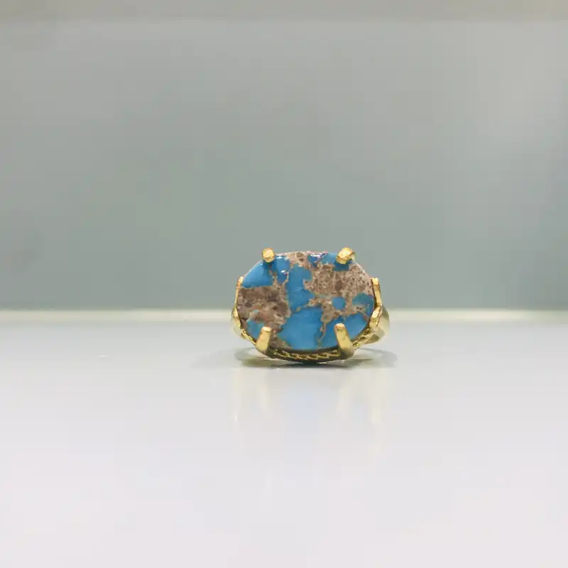 انگشتر نقره زنانه مدل چهار چنگ  اسپرت با فیروزه نیشابوری