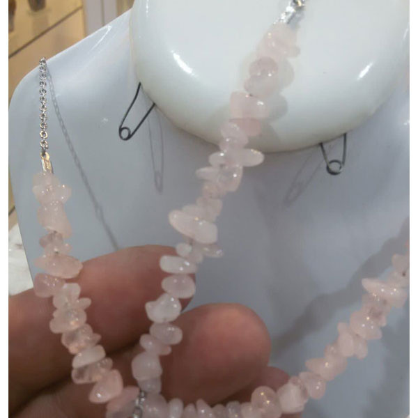 نیم ست زنانه مدل سنگ طبیعی رزکوارتز