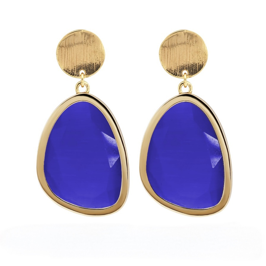 گوشواره میخی طلا 18 عیار زنانه تاج مدل کندی بلوبری