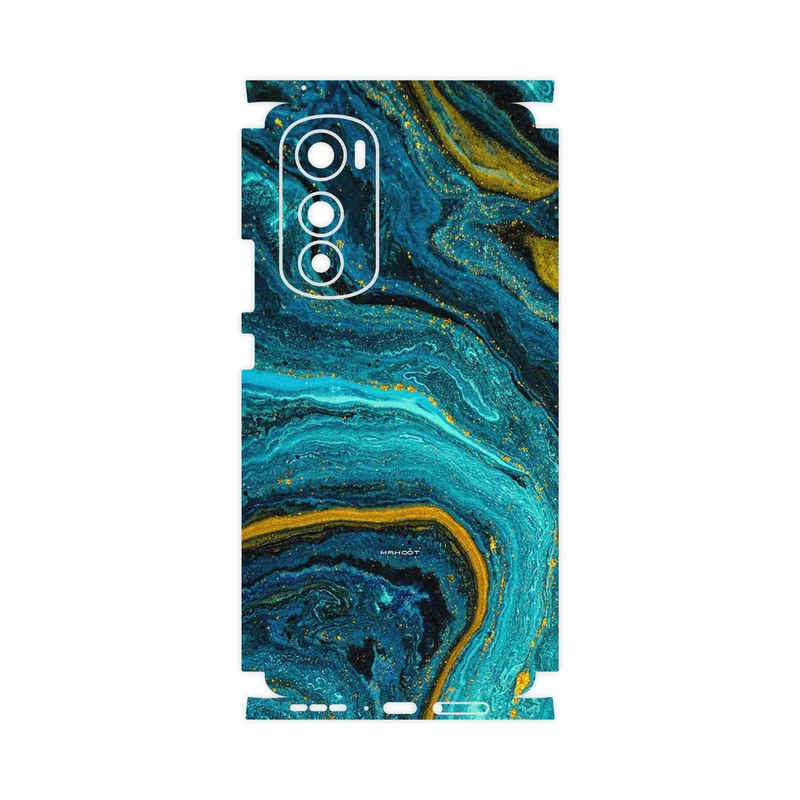 برچسب پوششی ماهوت مدل Turquoise marblewith golden streaks-FullSkin مناسب برای گوشی موبایل موتورولا Edge 30