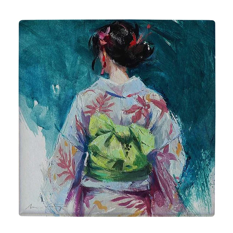 زیر لیوانی  طرح نقاشی بانوی ژاپنی کد    6086856_5098