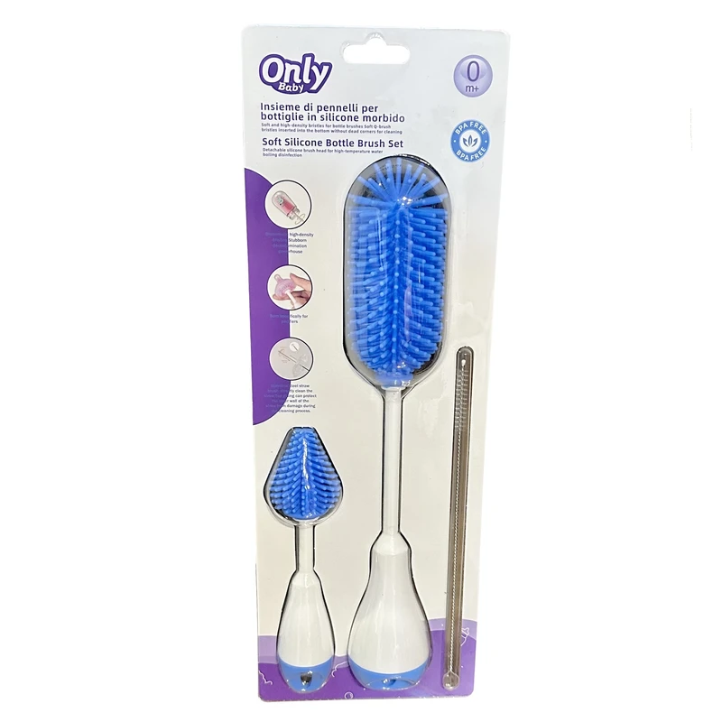 برس شیشه شوی انلی بیبی مدل سیلیکونی کد 2025 بسته 3 عددی