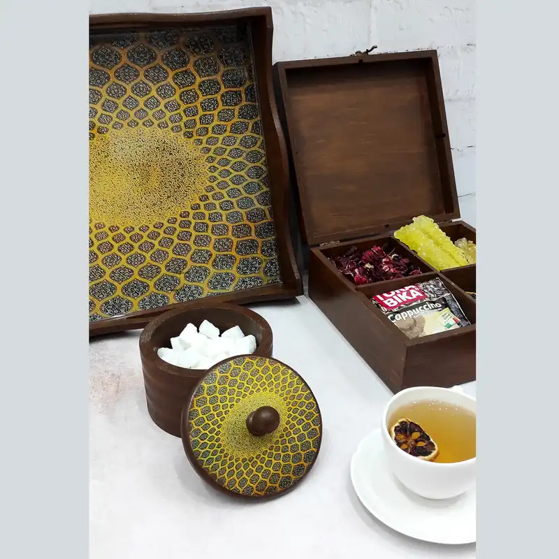 قندان چوبی مدل اسلیمی