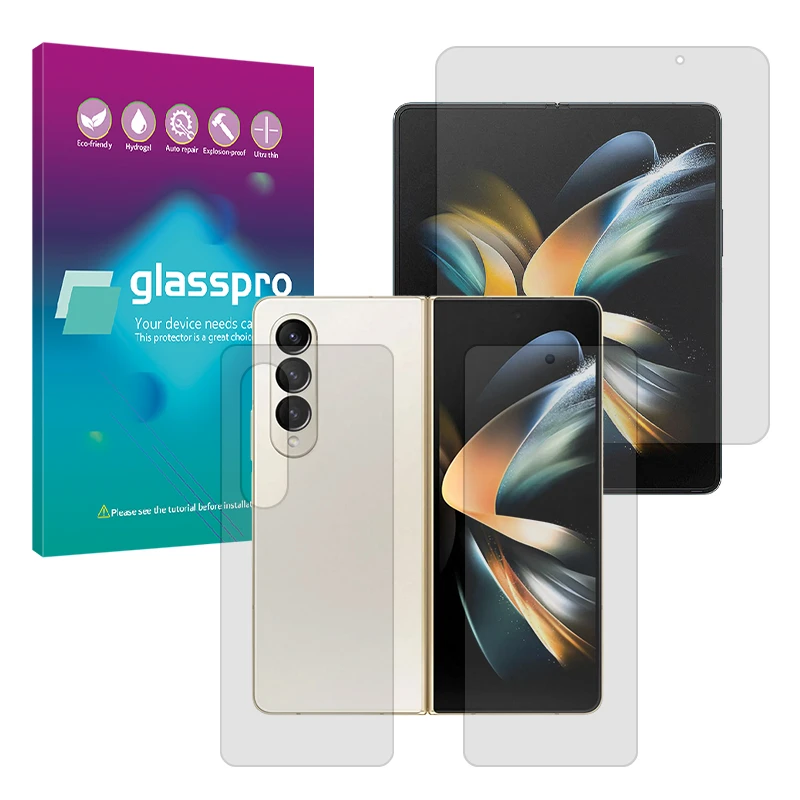 محافظ صفحه نمایش شفاف گلس پرو مدل Resistant مناسب برای گوشی موبایل سامسونگ Galaxy Z Fold 4 به همراه محافظ پشت گوشی