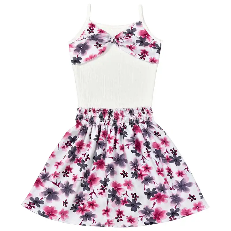 ست تاپ و دامن دخترانه دل آویز مدل T376