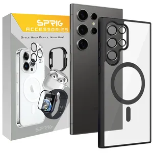 Sprig Border Magsafe Ring Metal cover suitable for Samsung Galaxy S25 Ultra with lens protector