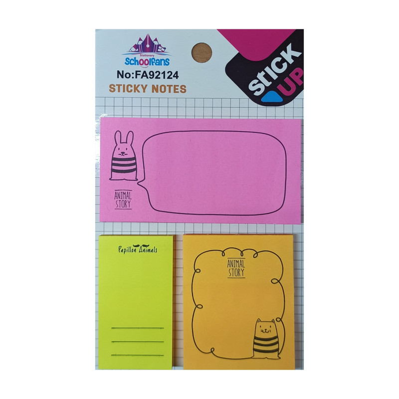 کاغذ یادداشت چسب دار اسکول فنس کد 1-92124 مجموعه 3 عددی