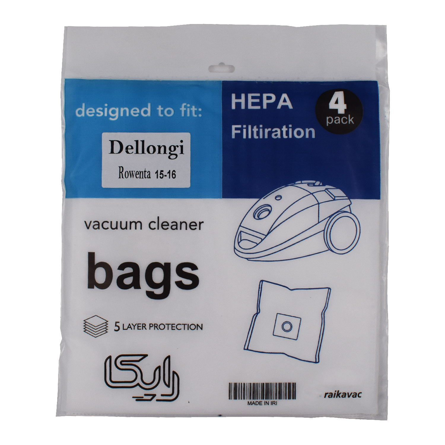 پاکت جاروبرقی هپا رایکا مدل دلونکی رونتا 15- 16 دو بسته 4 عددی