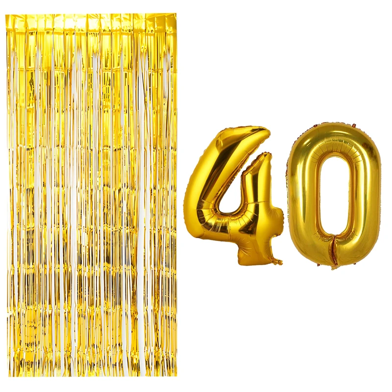 بادکنک فویلی مسترتم طرح عدد 40 به همراه پرده تزئینی بسته 3 عددی