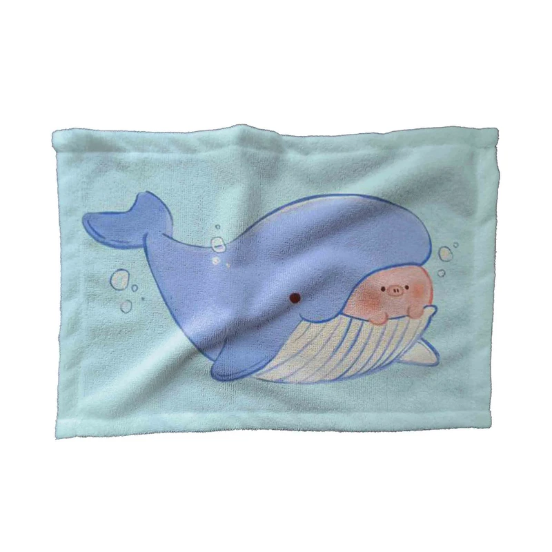 حوله کودک مدل خوک خنگ و وال آبی کیوت کد TW42 سایز 30x40 سانتی متر