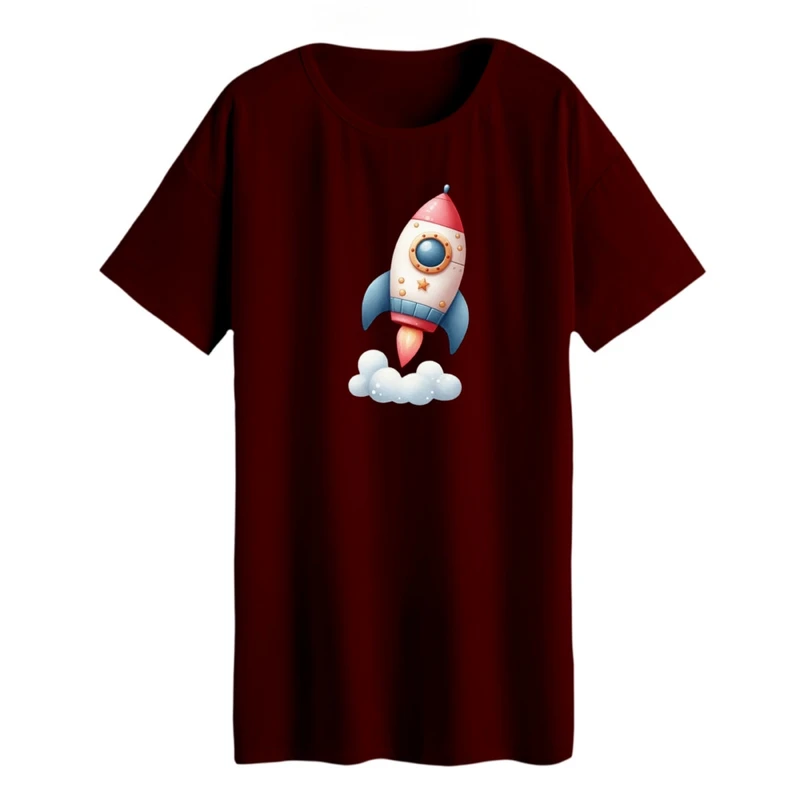 تی شرت لانگ زنانه مدل موشک فضایی