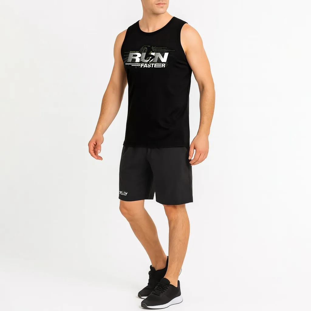 ست تاپ و شلوارک مردانه موها فیتنس مدل RUN SE