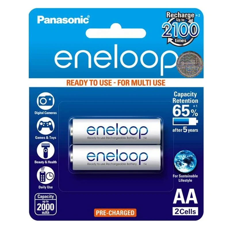 باتری قلمی قابل شارژ پاناسونیک مدل Eneloop BK-3MCCE/2BT بسته 2 عددی