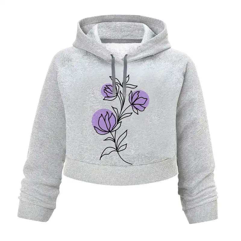 هودی کراپ زنانه مدل گل کد K101 T