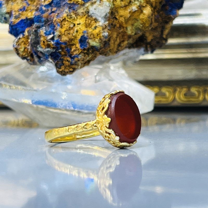 انگشتر نقره زنانه مدل دستساز شبکه ای عقیق طبیعی کد 930-20