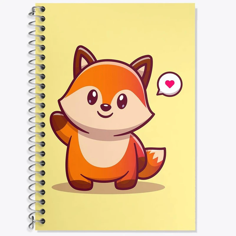 دفتر زبان 50 برگ خندالو مدل دو خط طرح حیوانات بامزه روباه کد 25412