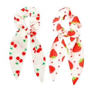 کش مو زنانه دلنار گالری مدل اسکرانچی توت فرنگی و آلبالو مجموعه 2 عددی