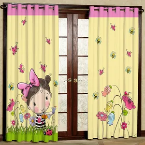 پرده مدل دختر و زنبور هازان پانچی کد 4399 سایز 140x200 سانتی متر