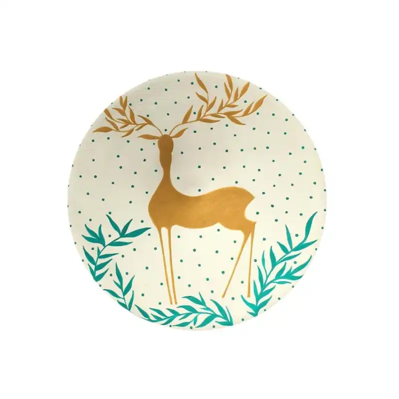 بشقاب دیوارکوب سفالی طرح گوزن