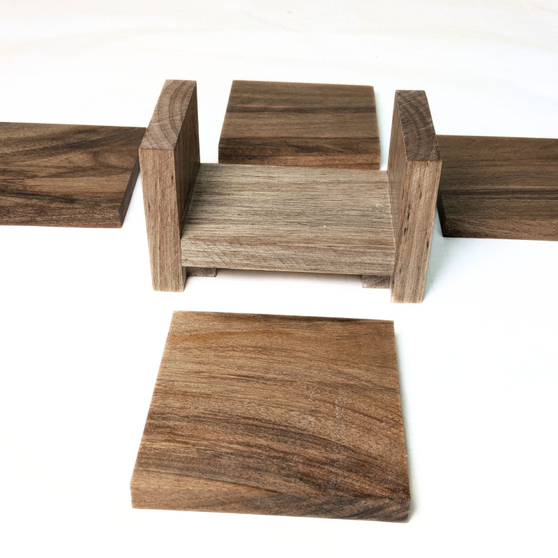 زیر لیوانی مدل  چوبی 4 عددی چوب گردو