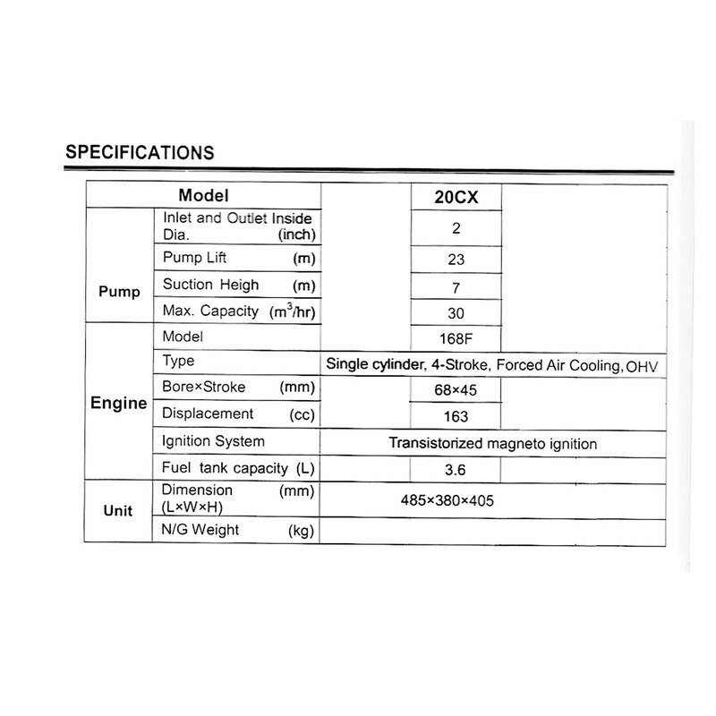 پمپ آب بنزینی ایمر مدل 20CX-168F-1 پمپ آب بنزینی ایمر مدل 20CX-168F-1