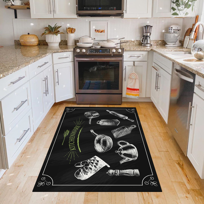 فرش پارچه ای مدل آشپزخانه طرح فانتزی آشپزباشی کد 6015