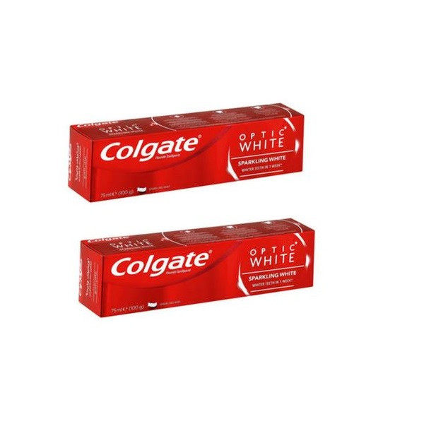 خمیر دندان کلگیت سری Optic White مدل SPARKLING WHITE حجم 75 میلی لیتر مجموعه 2 عددی