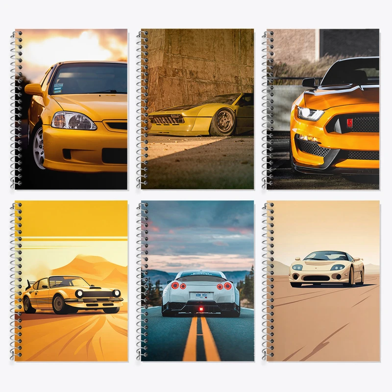 دفتر زبان 50 برگ خندالو مدل دو خط طرح ماشین اسپرت کد 600 مجموعه 6 عددی