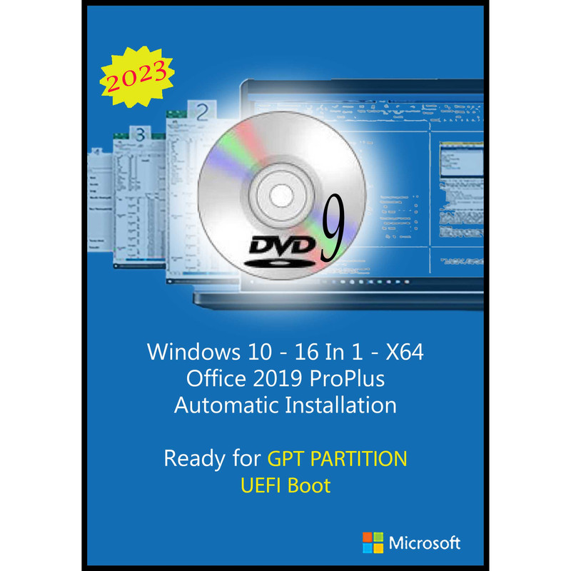 سیستم عامل Windows 10 X64 2023 16 IN 1 UEFI DVD 9 - Office 2019 Pro Plus نشر مایکروسافت