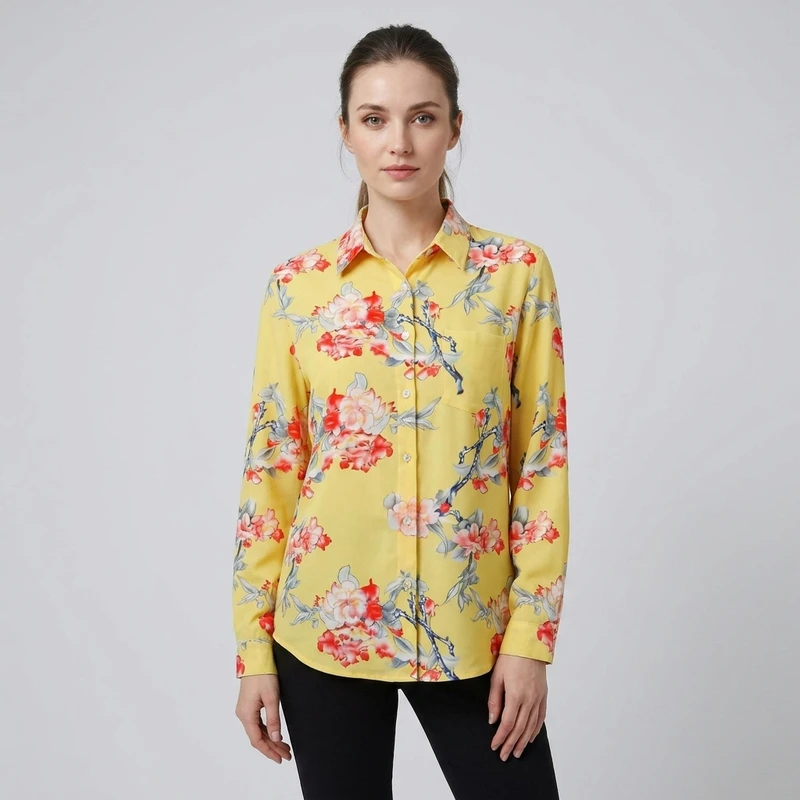 شومیز آستین بلند یقه برگردان زنانه مدل Chemise-YeTr-01