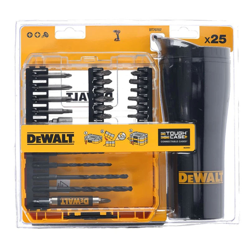 سری پیچ گوشتی دیوالت مدل DT70707BOX+ Extra Travel MUG مجموعه 25 عددی به همراه تراول ماگ