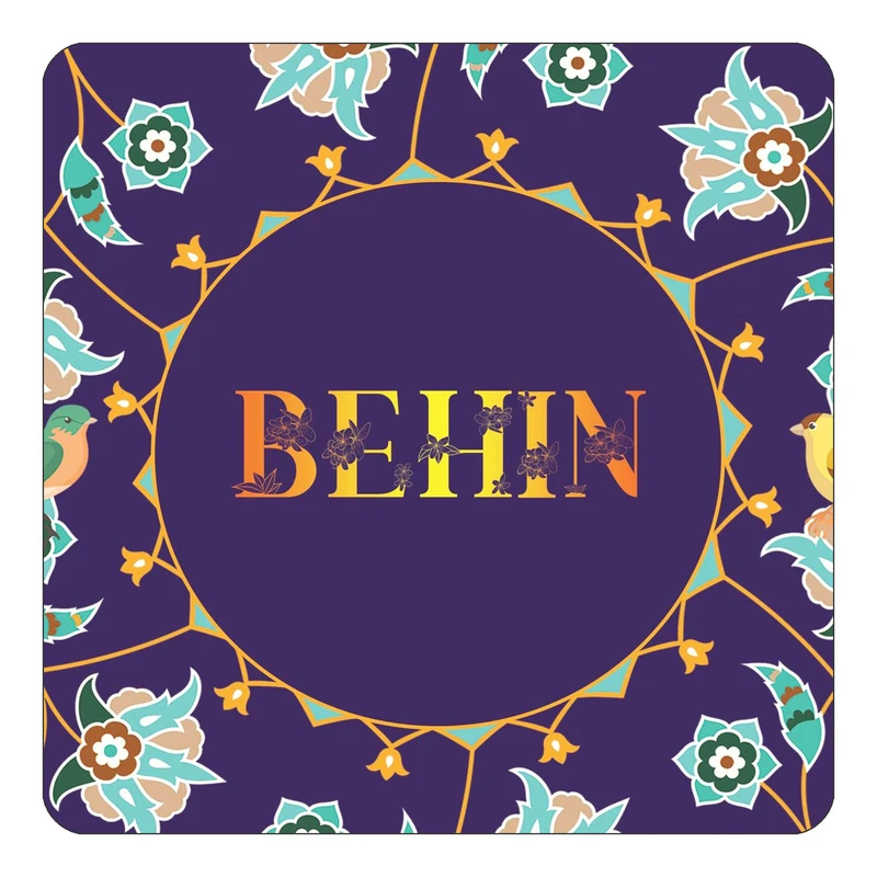 مگنت کاکتی طرح اسم بهین behin مدل گل و بلبل کد mg12369