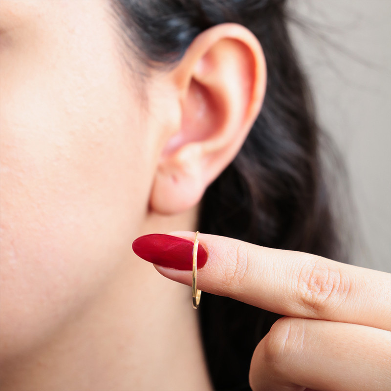گوشواره حلقه‌ای طلا 18 عیار زنانه شهر طلای حجت مدل سولین - 2
