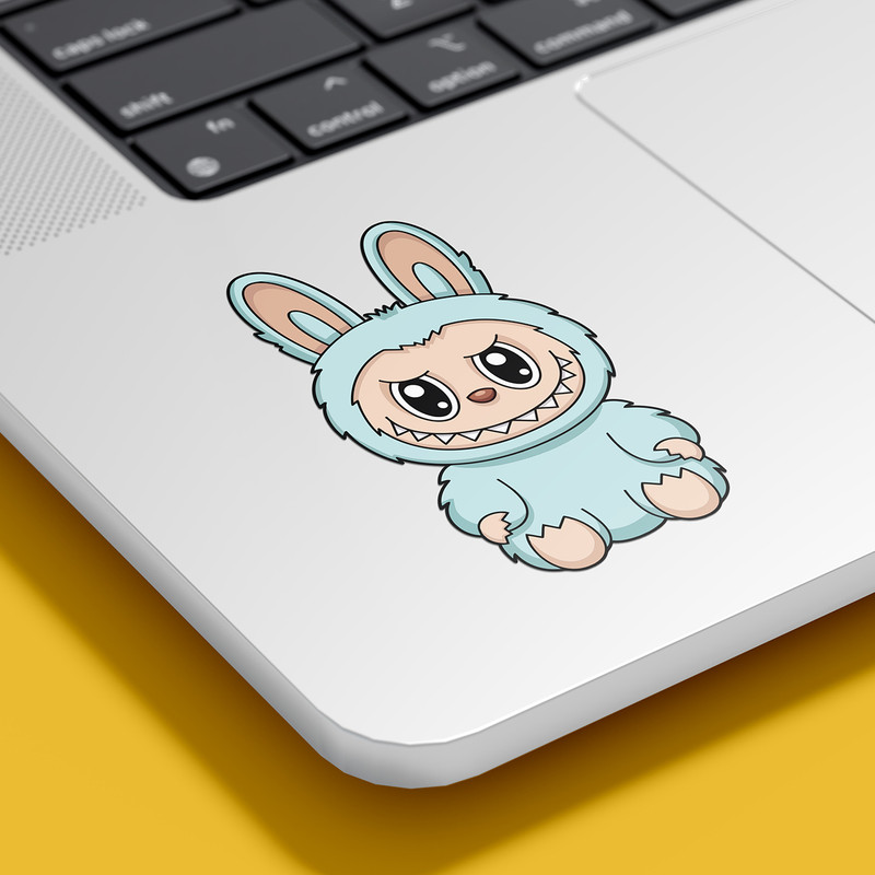 برچسب لپ تاپ پویا مارکت طرح لبوبو آبی کد 4025