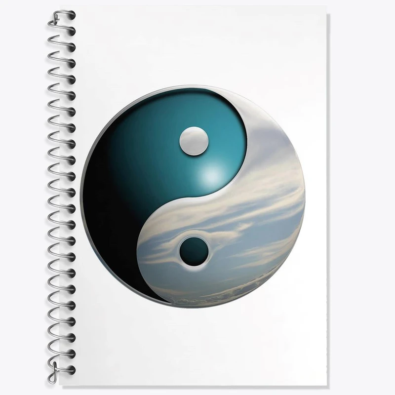 دفتر زبان 50 برگ خندالو مدل دو خط طرح یین و یانگ کد 30518