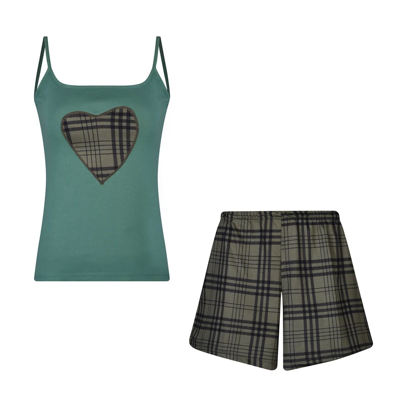 ست تاپ و شلوارک زنانه افراتین مدل چهارخانه کد 6606