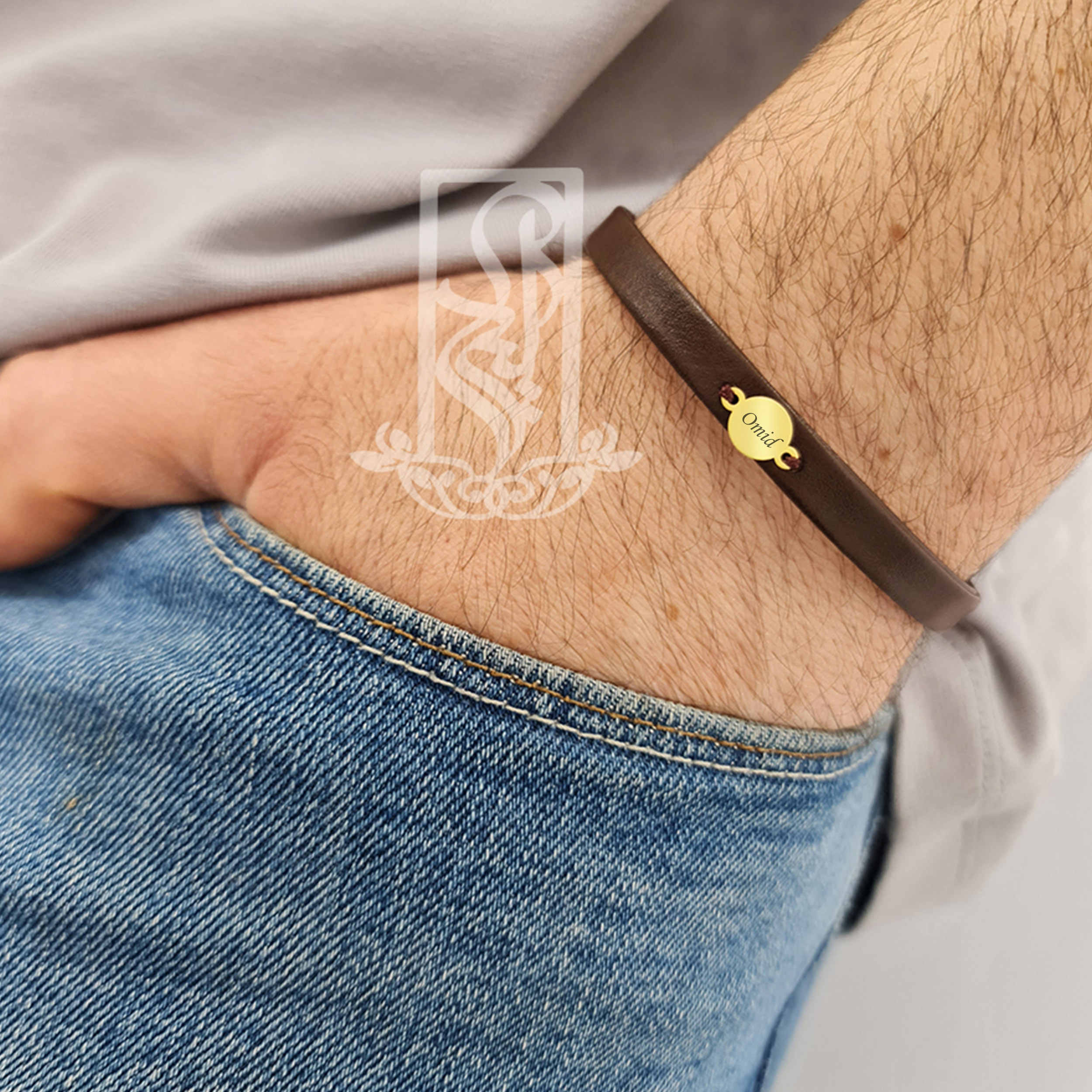 دستبند طلا 18 عیار مردانه لیردا مدل امید کد bgh 010