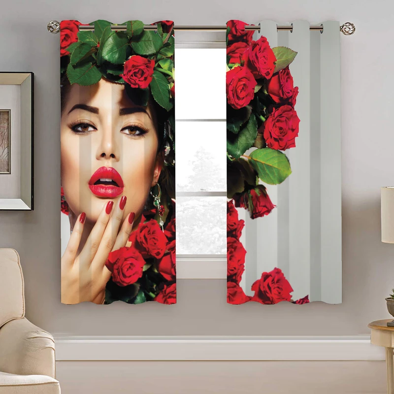 پرده نیروانا طرح چهره دخترونه مدل مخمل کد 4189 سایز 140×200 سانتی متر